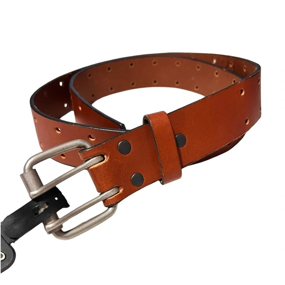 Vintage Chaucer Brown Harness Leather Perforated Belt NWT